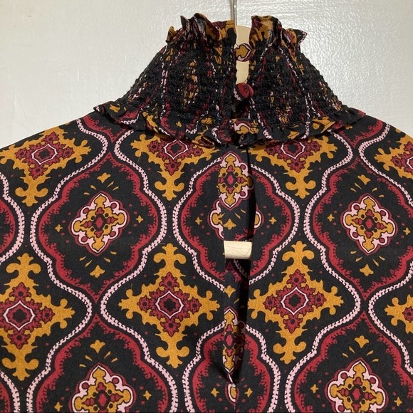 ALC Aubrey Print 100% Silk Mock Neck Top, Size 2 - Picture 9 of 13